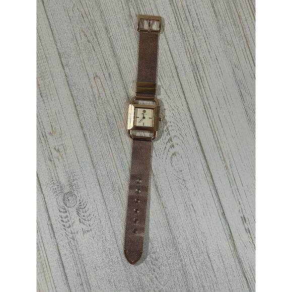 TORY BURCH Phipps Womens Rose Gold Watch, White Square Dial, Steel Mesh Band - Picture 5 of 16